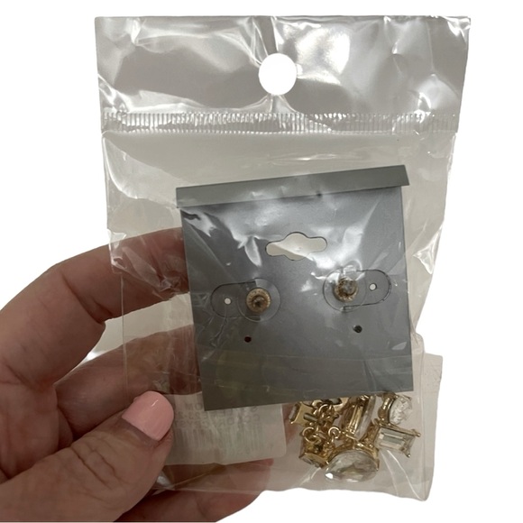 CARA Drop Earrings Linear Dangle Mixed Shape Crystals Pierced Earrings NWT - Picture 5 of 6